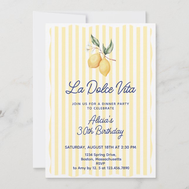  La Dolce Vita (any age) Birthday Party  Invitation (Front)