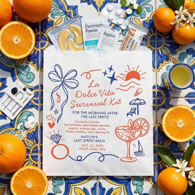 La Dolce Vita Bachelorette Party Survival Kit Favour Bags (Creator Uploaded)