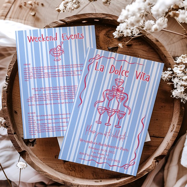 La Dolce Vita Bachelorette Weekend Itinerary Invitation (Creator Uploaded)