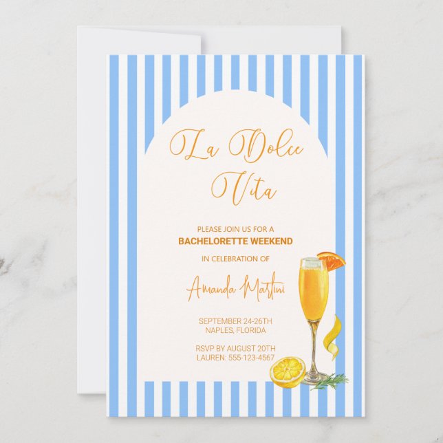 La Dolce Vita Bachelorette Weekend Party Save The Date (Front)