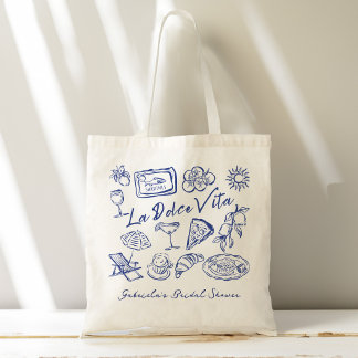La dolce vita blue Italian bridal shower favours Tote Bag