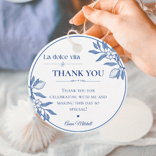 La Dolce Vita Bridal Shower Favour Tag Blue Lemo