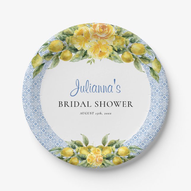 La Dolce Vita - Bridal Shower Mediterranean Lemon Paper Plate (Front)