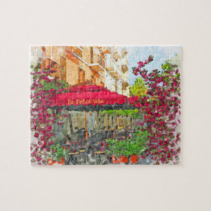 La Dolce Vita Cafe In Italy Watercolor Puzzle