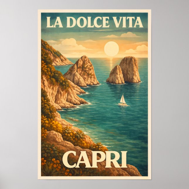 La Dolce Vita - Capri Vintage Travel Poster (Front)