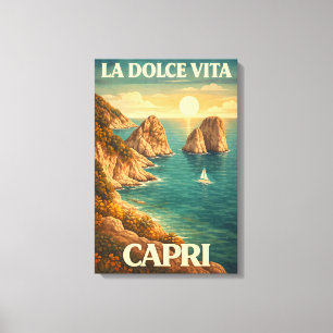La Dolce Vita Capri Vintage Travel Poster Canvas Print