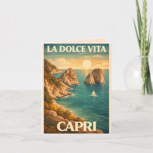 La Dolce Vita - Capri Vintage Travel Poster Invitation
