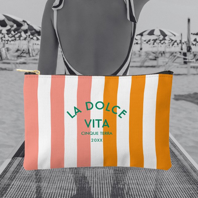 La Dolce Vita Cinque Terra Cabana Stripe Accessory Pouch (Creator Uploaded)