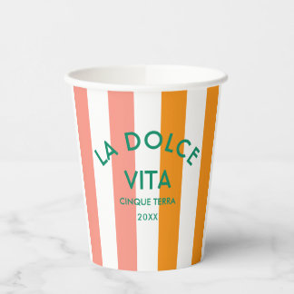 La Dolce Vita Cinque Terra Cabana Stripe Paper Cups