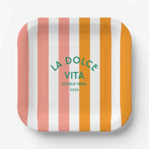 La Dolce Vita Cinque Terra Cabana Stripe Paper Plate