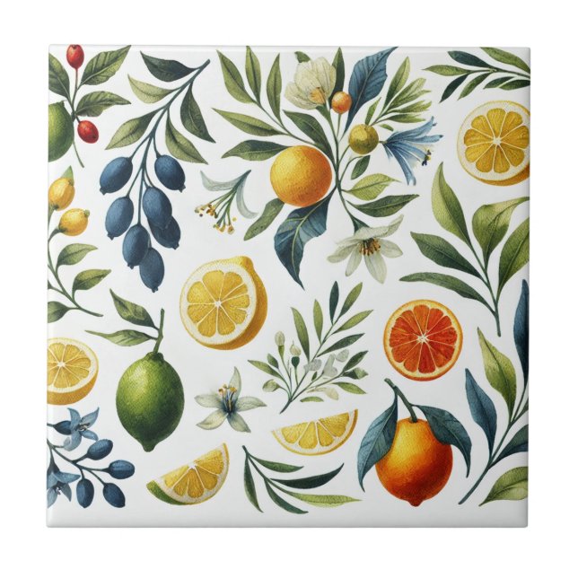 La Dolce Vita Citrus Mediterranean Decor Tile (Front)