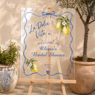 La Dolce Vita Clear Acrylic Bridal Shower Welcome Sign