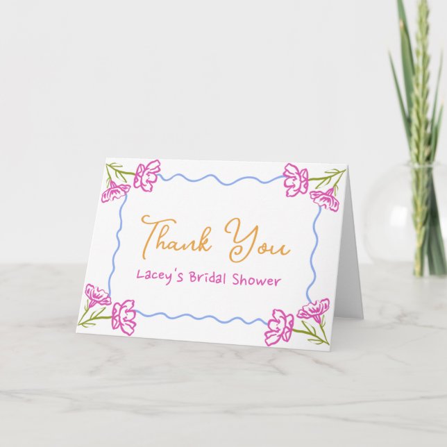 La Dolce Vita Colourful Floral Bridal Shower Thank You Card (Front)