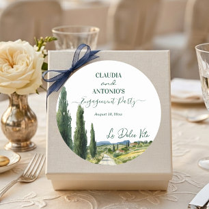 La Dolce Vita Elegant Engagement Party Classic Round Sticker