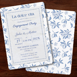 La Dolce Vita Engagement Party Invitation   Blue 