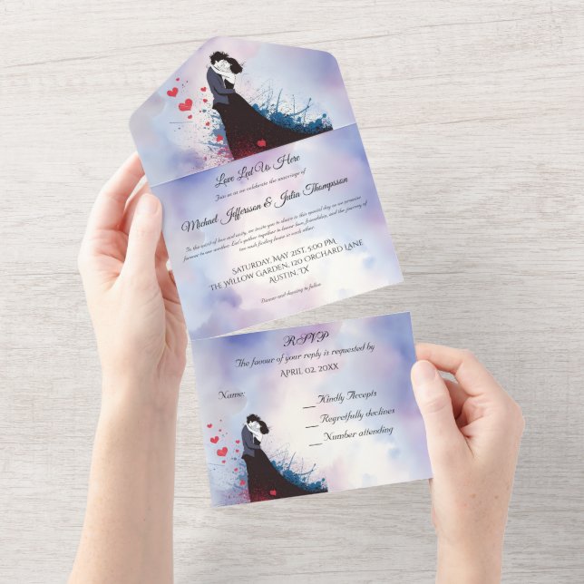 La Dolce Vita French Inspiration Classic 1940s  All In One Invitation (Tearaway)