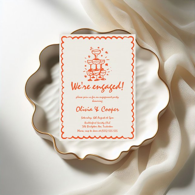 La Dolce Vita Hand Drawn Engagement Party Invitation (Creator Uploaded)