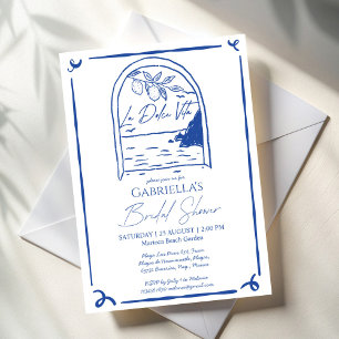 La Dolce Vita hand drawn lemons bridal shower Invitation
