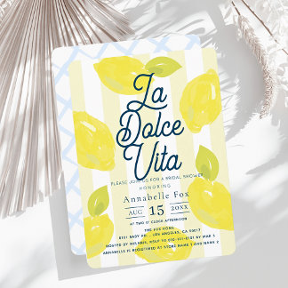 La Dolce Vita Hand-Painted Lemon Bridal Shower Invitation