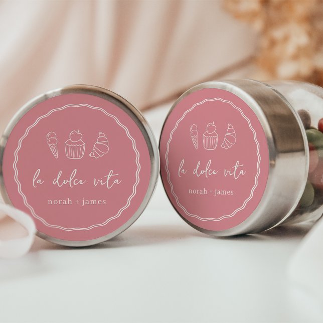 "La Dolce Vita" Handwritten Bridal Shower Classic Round Sticker (Creator Uploaded)