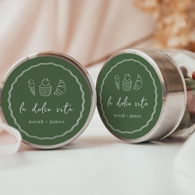 "La Dolce Vita" Handwritten Bridal Shower Classic Round Sticker (Creator Uploaded)