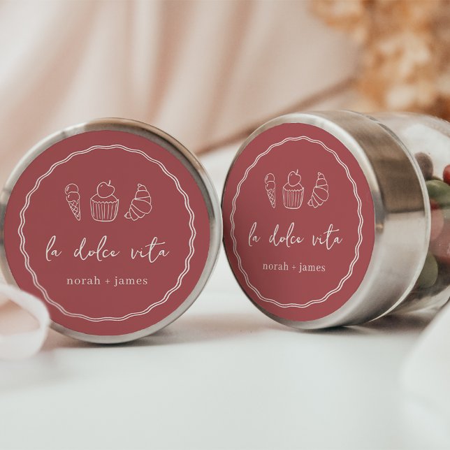 "La Dolce Vita" Handwritten Bridal Shower Classic Round Sticker (Creator Uploaded)