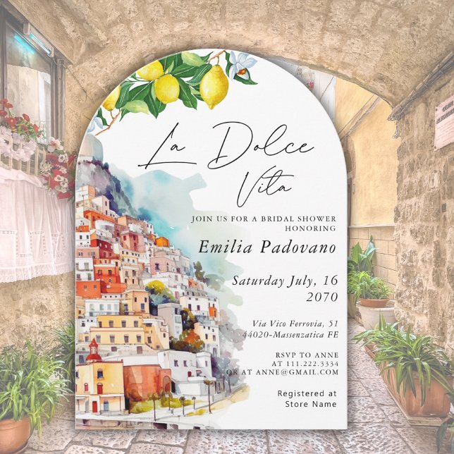 La Dolce Vita Italian Amalfi Arch Bridal Shower  Invitation (Creator Uploaded)