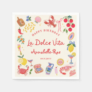 La Dolce Vita Italian Birthday Custom Name Paper Napkin