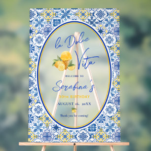 La Dolce Vita Italian Birthday Party Frosted Acrylic Sign