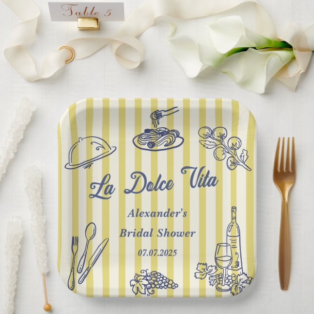 La Dolce Vita Italian Bridal Shower Party  Paper Plate (Wedding)