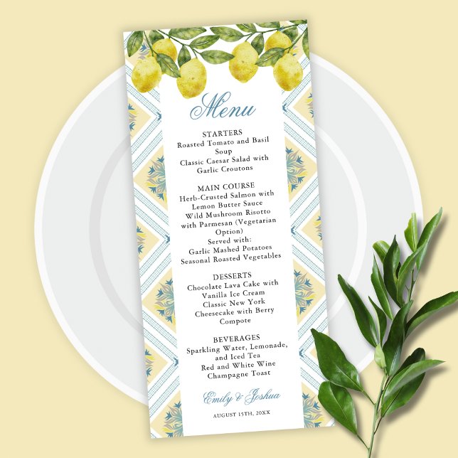 La Dolce Vita Italian Citrus Lemon Wedding Menu (Creator Uploaded)
