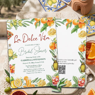 La Dolce Vita Italian Cocktail QR Code Bridal Invitation