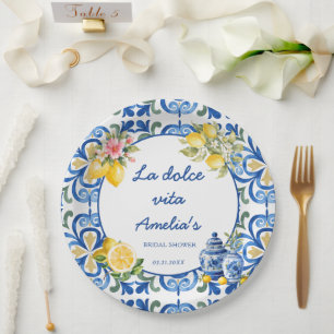 la Dolce Vita Italian Dinner lemon bridal shower Paper Plate