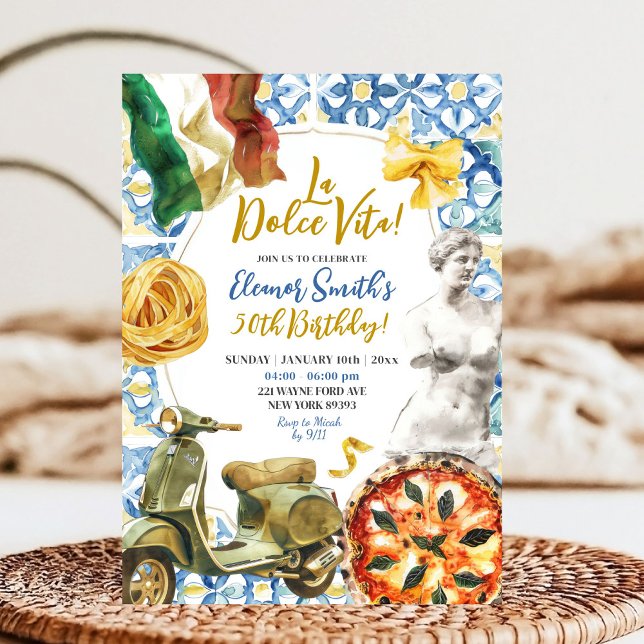La Dolce Vita Italian Dinner Theme Adult Birthday Invitation (Creator Uploaded)