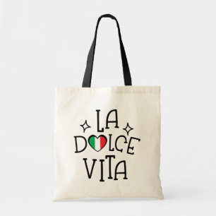 La Dolce Vita Italian Flag Heart Tote Bag