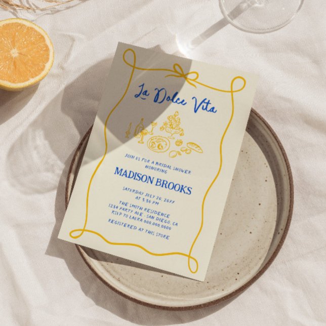 La Dolce Vita Italian Hand Drawn Bridal Shower Invitation (Creator Uploaded)
