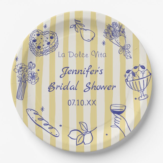 La Dolce Vita Italian Lemon Bridal Shower Paper Plate (Front)