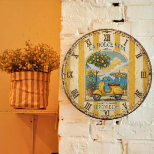 La Dolce Vita  Italian Lemon Coast Decor  Large Clock