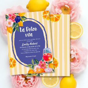 La Dolce Vita Italian Lemon Floral Bridal Shower Invitation