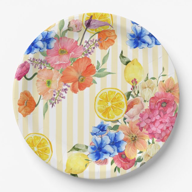 La dolce vita Italian Lemon summer Bridal shower Paper Plate (Front)