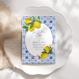 La Dolce Vita Italian Lemon Tiles Wedding QR Code Invitation