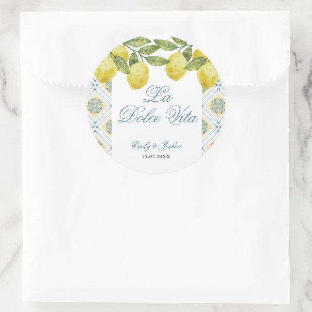 La Dolce Vita Italian Lemon Wedding Classic Round Sticker (Bag)