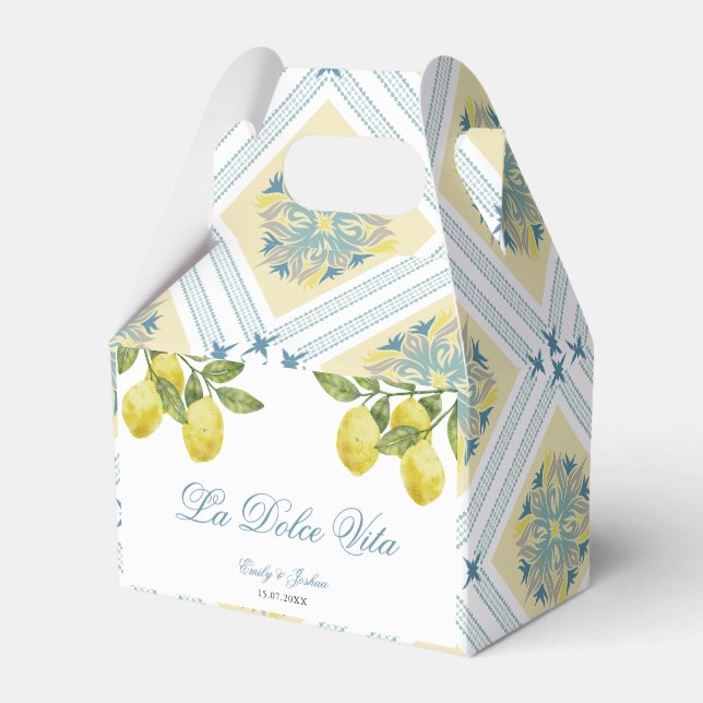 La Dolce Vita Italian Lemon Wedding Favour Box (Front Side)