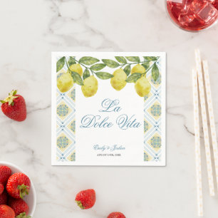 La Dolce Vita Italian Lemon Wedding Paper Napkin