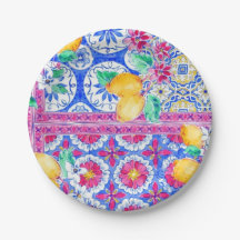 La Dolce Vita Italian Lemon wedding Paper Plate