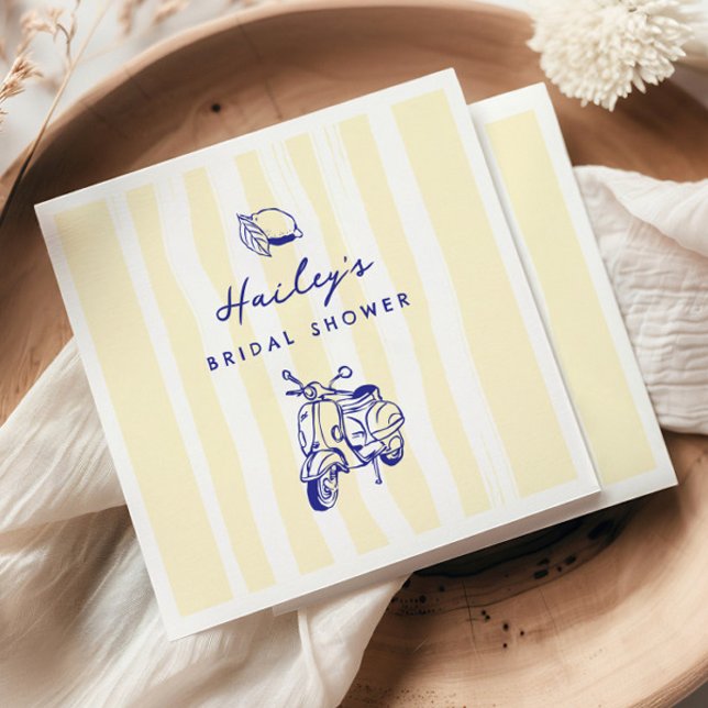 La Dolce Vita Italian Lemon Yellow Bridal Shower Napkin (Creator Uploaded)