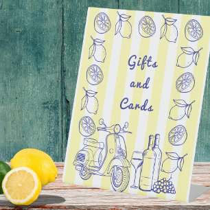 La Dolce Vita Italian Lemon Yellow Bridal Shower Pedestal Sign