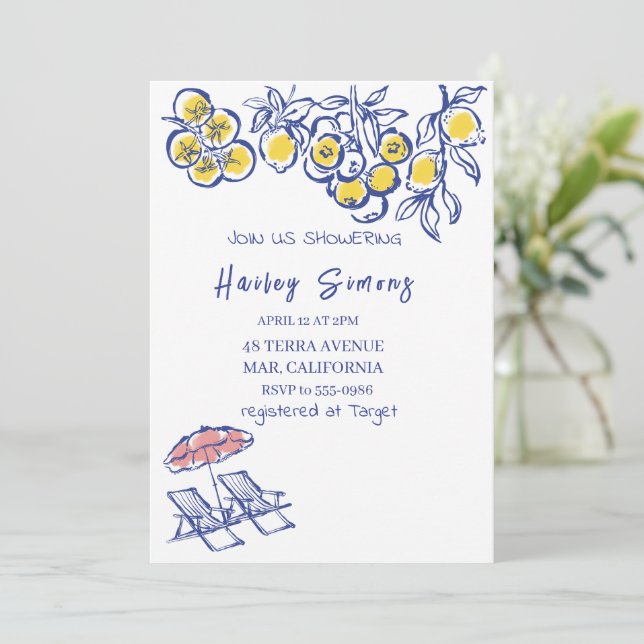 La Dolce Vita Italian Lemon Yellow  Invitation (Standing Front)