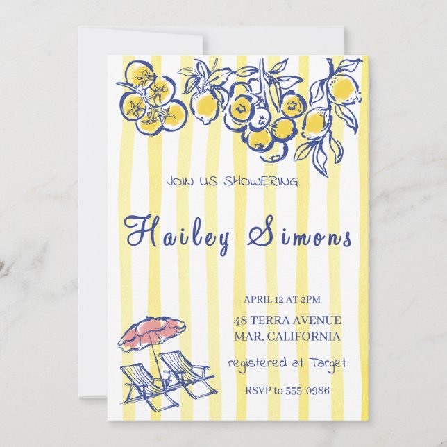 La Dolce Vita Italian Lemon Yellow  Invitation (Front)