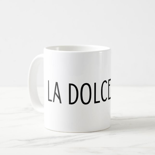 La dolce vita italian lettering coffee mug (Front Left)